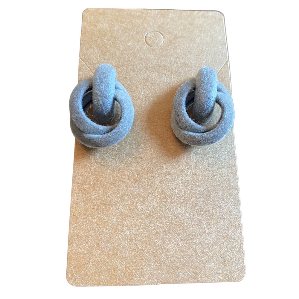 Gray Twisted Fabric Pierced Earrings